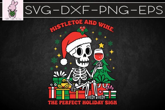 Christmas Skeleton Holiday Mistletoe SVG: Graphics for Crafts