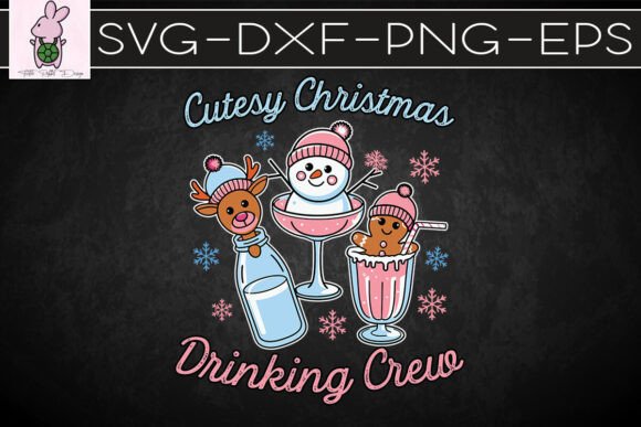 Cutesy Christmas Drinking Crew SVG Graphics for Crafts