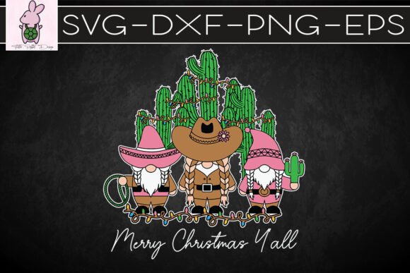 Merry Cowboy Gnome Christmas Y all SVG Graphics