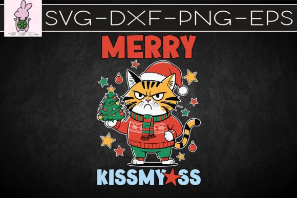 Merry Kiss My Funny Grumpy Cat SVG