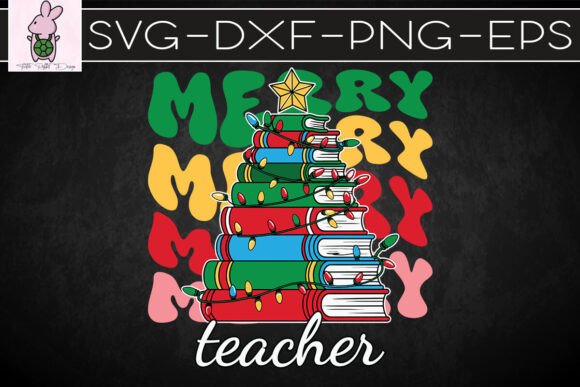 Merry Teacher Christmas Books SVG: Graphics for Crafts & Content