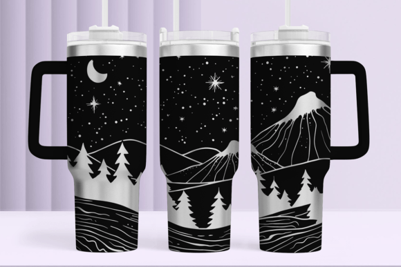 Mountain Scene Tumbler Wrap Laser SVG: Graphics for Tumbler Wraps
